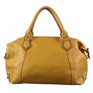 Ora Delphine Lola Satchel Marigold Yellow Pebbled Leather Shoulder Bag